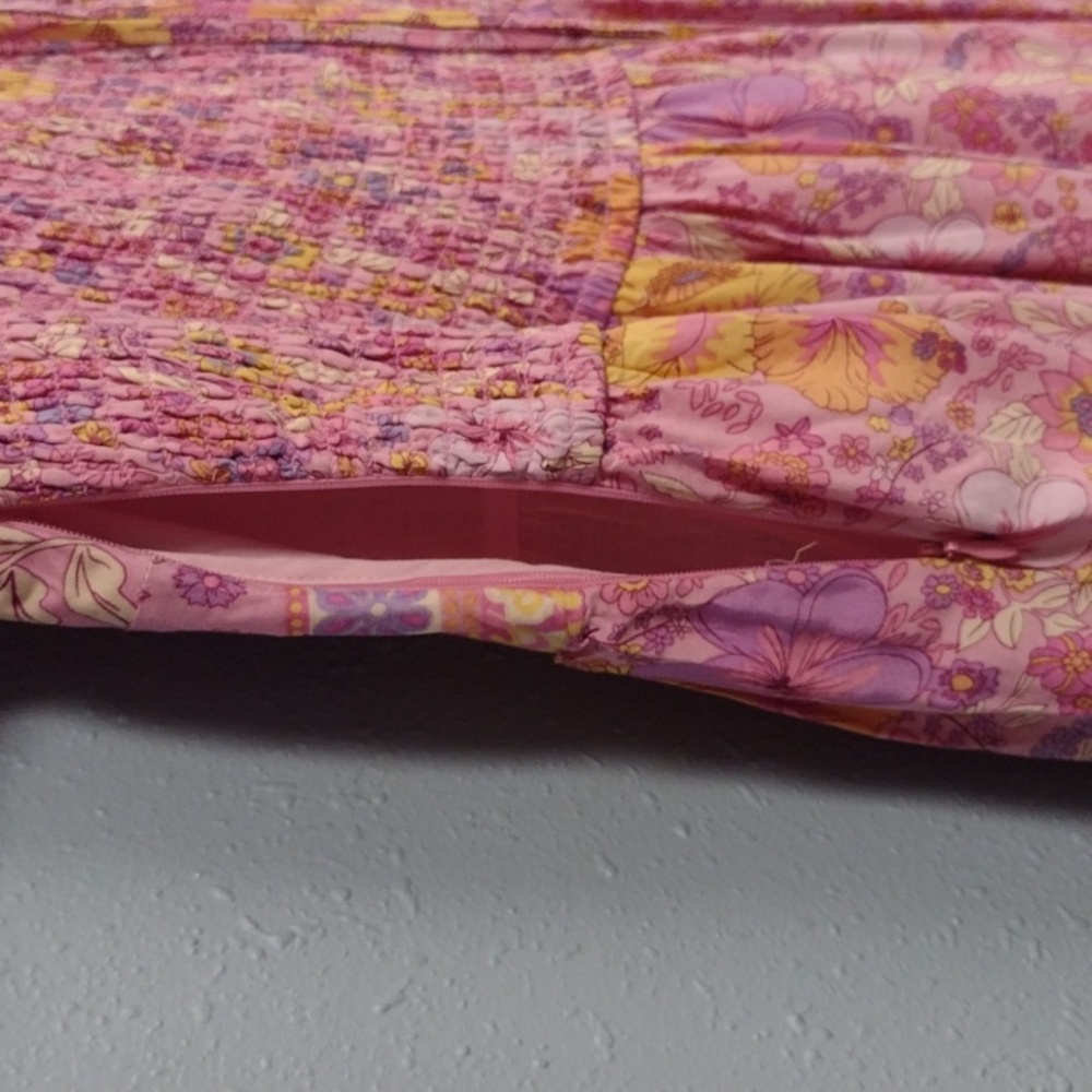 NEWIn Bloom Pink and Yellow Maxi Sundress with Puff Sleeves and Square Neckline, - Picture 12 of 16